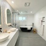 Warners Bay - Bathroom AFTER renovation, taking advantage of extra space created by removing second hallway